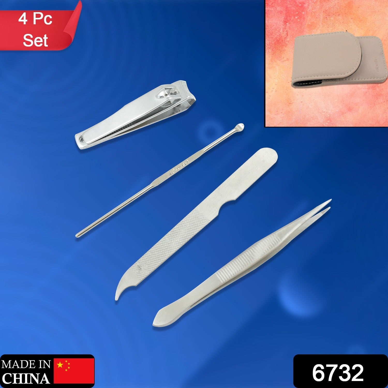 Manicure kit with nail clippers, scissors, and case Manicure kit with nail clippers, scissors, and case
